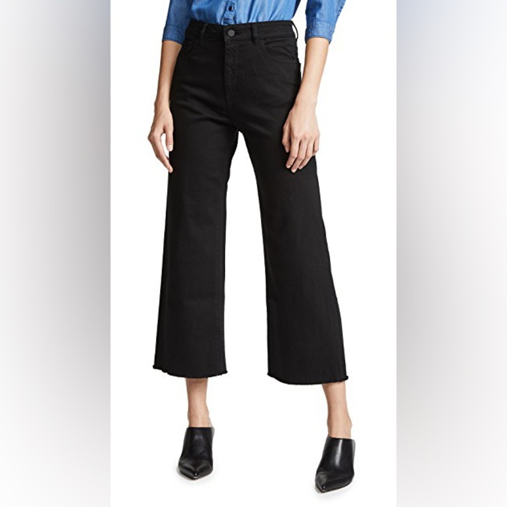 DL1961 High Rise Wide Leg Hepburn Ashwell Raw Frayed Hem size 31